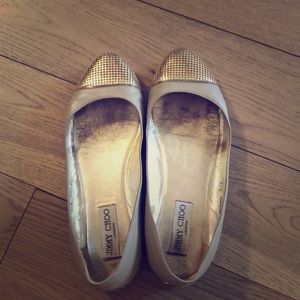 Jimmy Choo ballet flats with gold embellishments